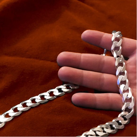 15mm Thick Sterling Silver Chain Unisex Necklace Real 925 Silver ITALY, 24 inch - Picture 4 of 6